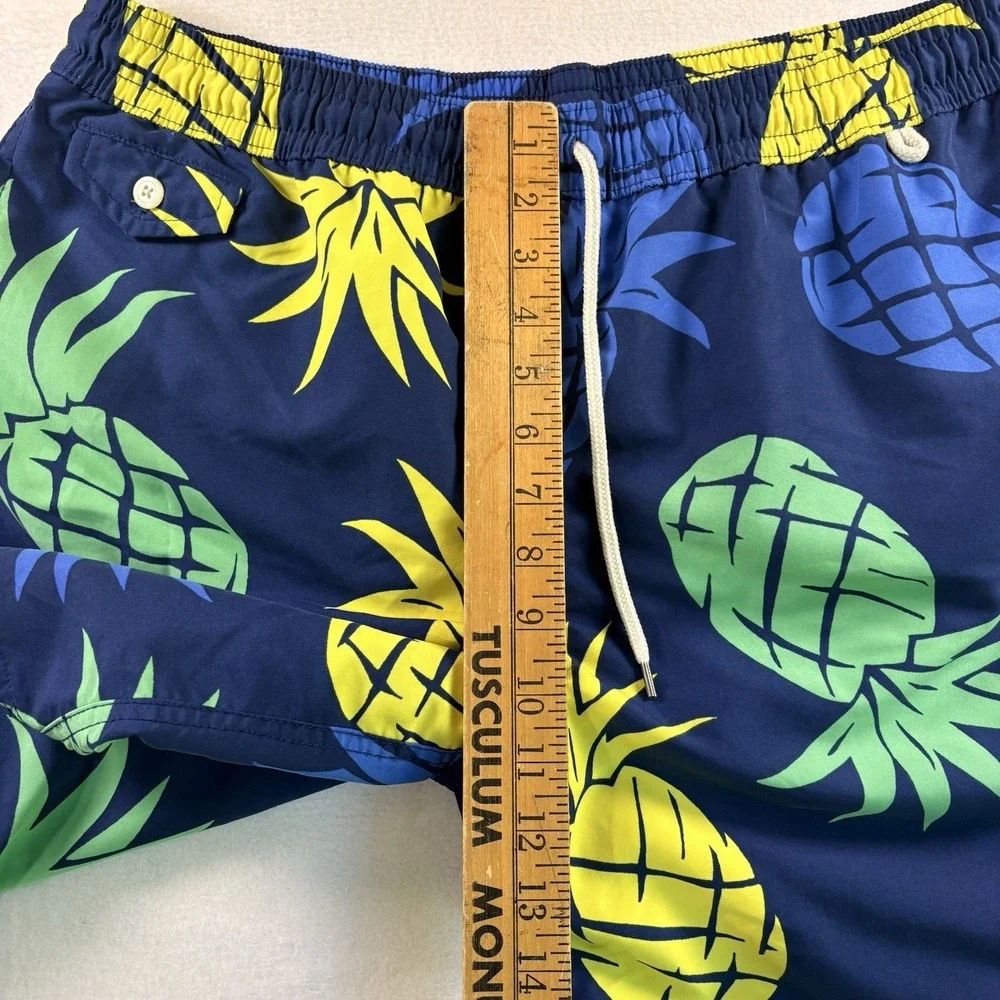 Polo Ralph Lauren Swim Trunks Mens Large Navy Blue Pineapple Print Mesh Lined